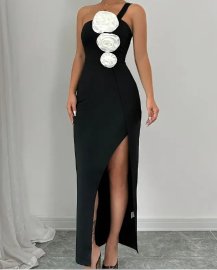 Maxi Kleid mit weiße Rosen