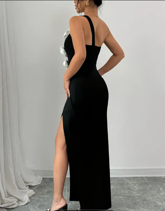 Maxi Kleid mit weiße Rosen