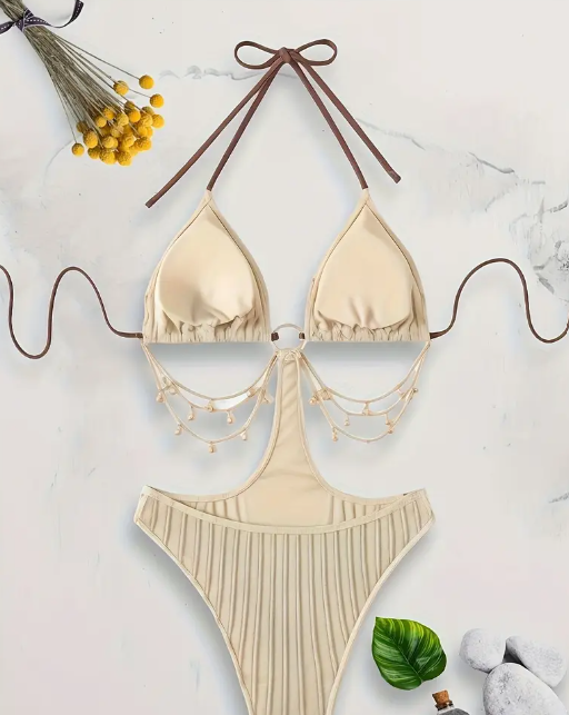 sexy Badeanzug in beige