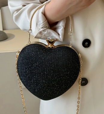 Mini Herzförmige Abschlussball-Tasche mit Glitzerkette