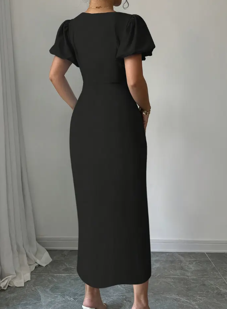 Damens Elegantes Bodycon-Kleid mit Seitenschlitz - Sexy Rundhalsausschnitt, Kurzarm