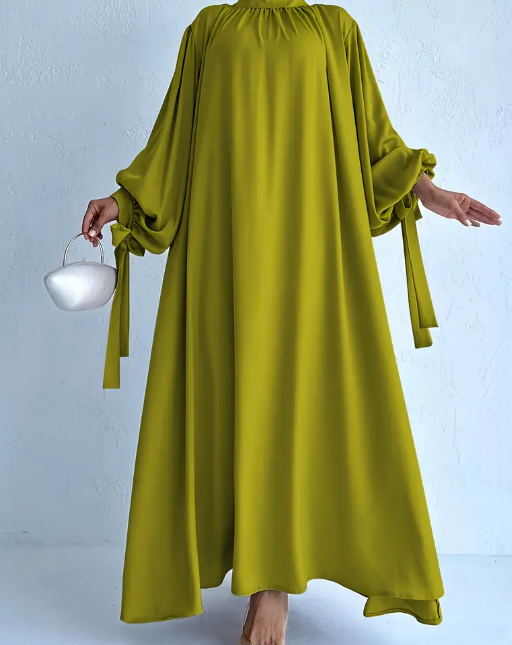 Elegante, grüne Langkleid mit Gürtel für Damen - Einfarbig, All-Season-Outfit