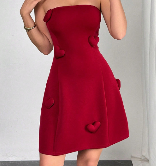romantisches rotes Kleid Mini