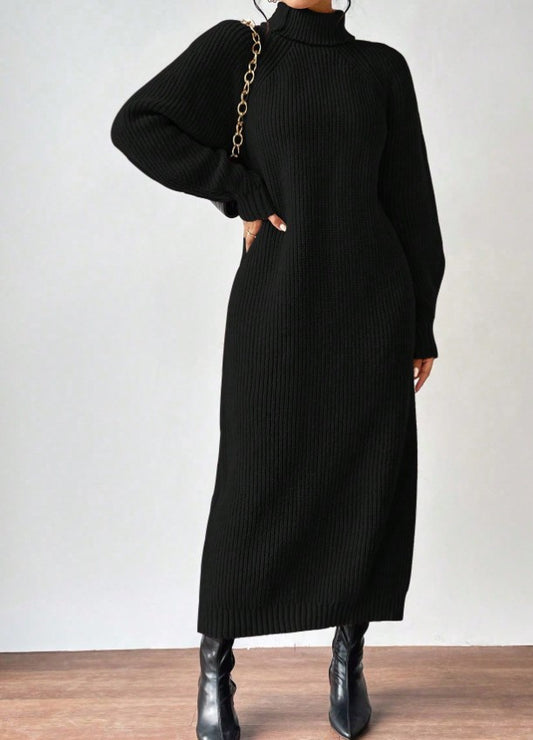 Lässiges Sweatkleid mit Raglanärmeln und halbem Rollkragen