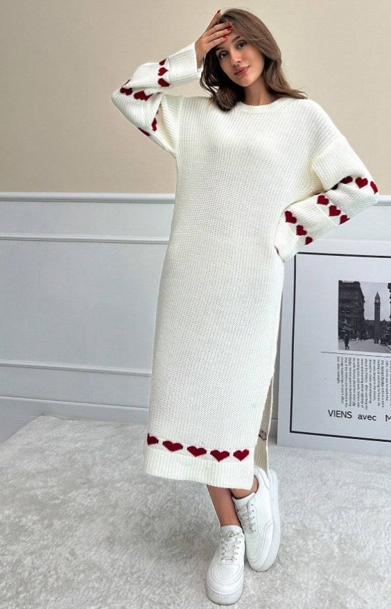 Maxikleid weiß mit HERZCHEN