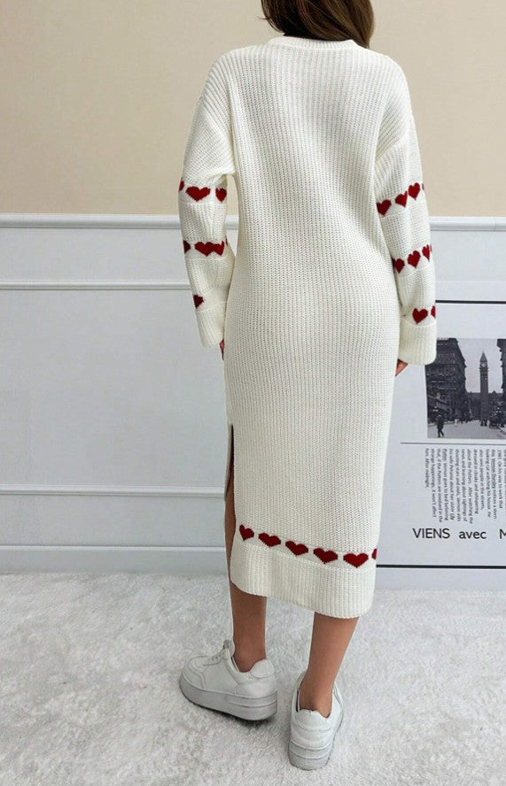 Maxikleid weiß mit HERZCHEN