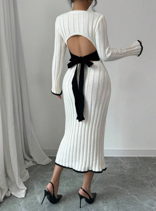 Strickkleid schwarz-weiß