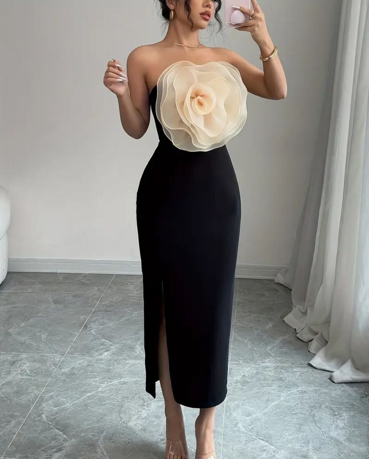 midi Kleid in schwarz