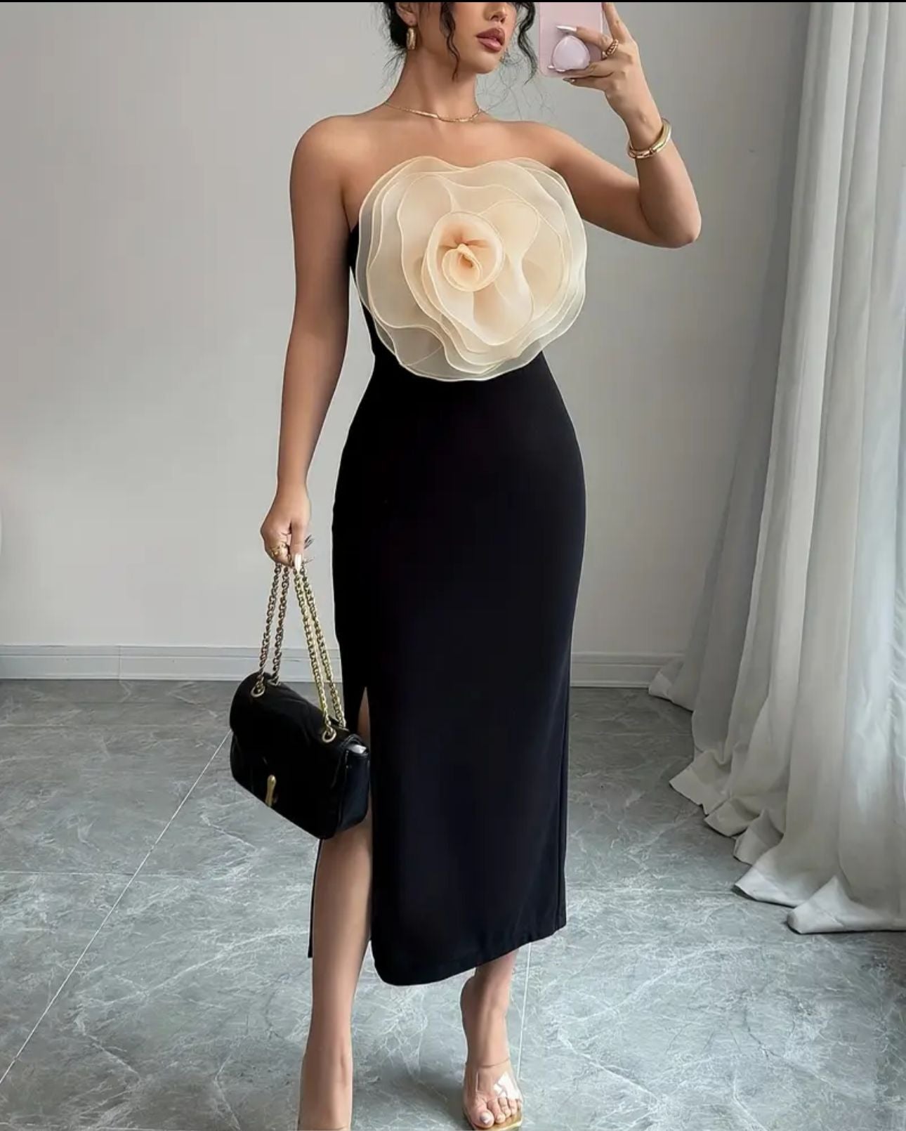 midi Kleid in schwarz