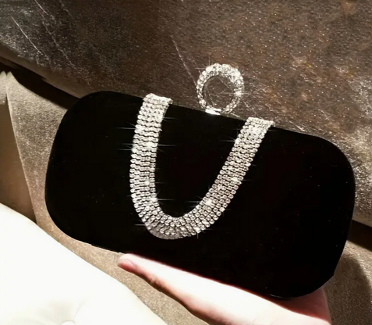 Mini-Clutch für Damen mit Strassverzierung und Abnehmbarem Kettenriemen