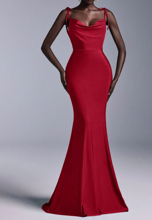 Elegantes Brautjungfernkleid mit Spaghettiträgern und rückenfreiem Design