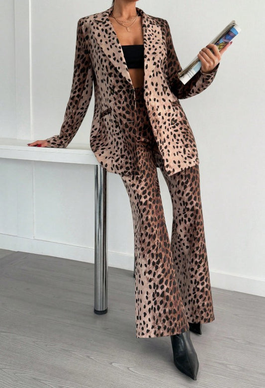 2 Stücke Casual Set für Damen mit langärmligem Oberteil mit Knopfleiste vorne und Hose